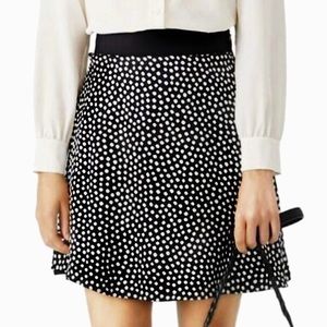KATE SPADE NEW YORK 100% Silk Black & White Polka Dot Midi Skirt – Women's 8/M